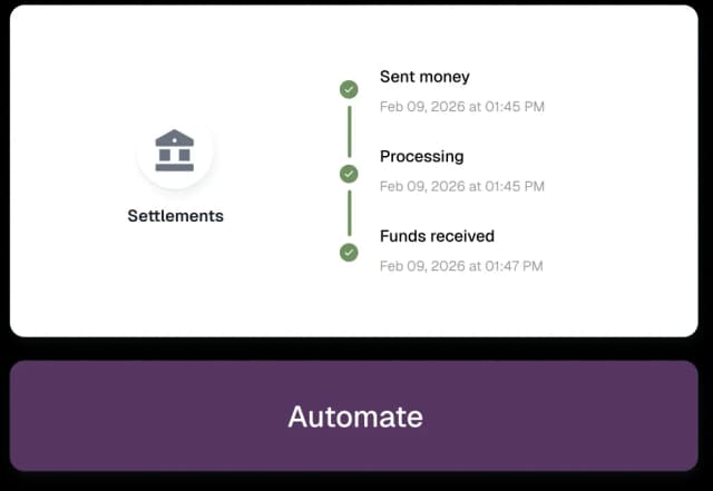 Settlements timeline UI